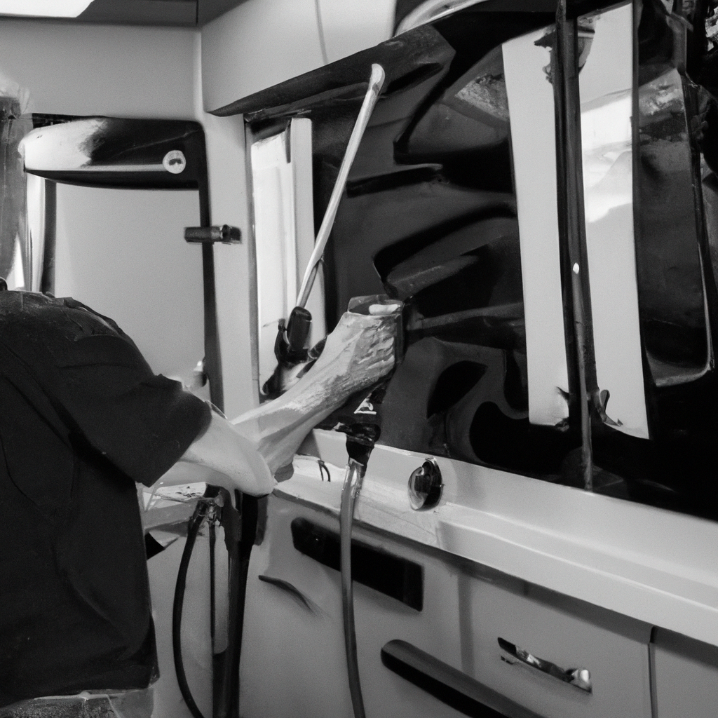 A professional detailing service cleaning an RV.