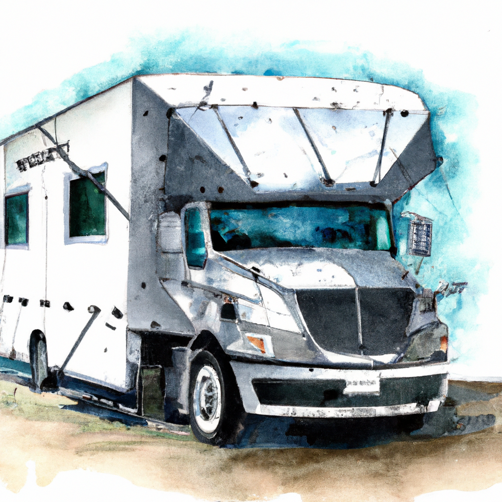 A sparkling RV with a protective shield.
